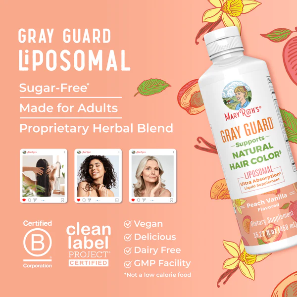 Gray Guard Liposomal Sabor Vainilla Durazno (15.22 oz/450ml), Mary Ruth´s