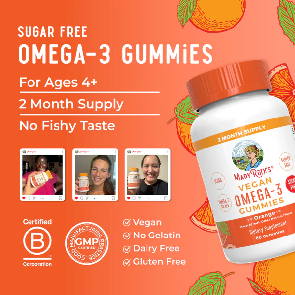 Omega-3 Vegano (60 gomitas), Mary Ruth´s