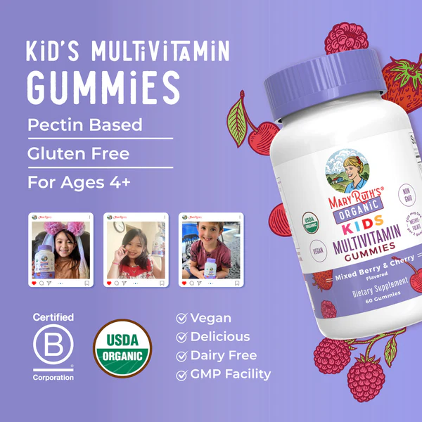 Organic Children's Multivitamin Gummies 60 Gummies Mary Ruth