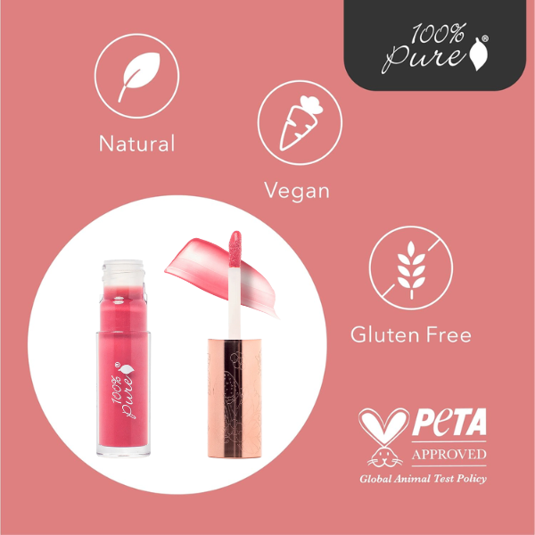 Lip Gloss con Pigmento Frutal® Strawberry (0.141 fl oz 4.17 ml), 100% Pure