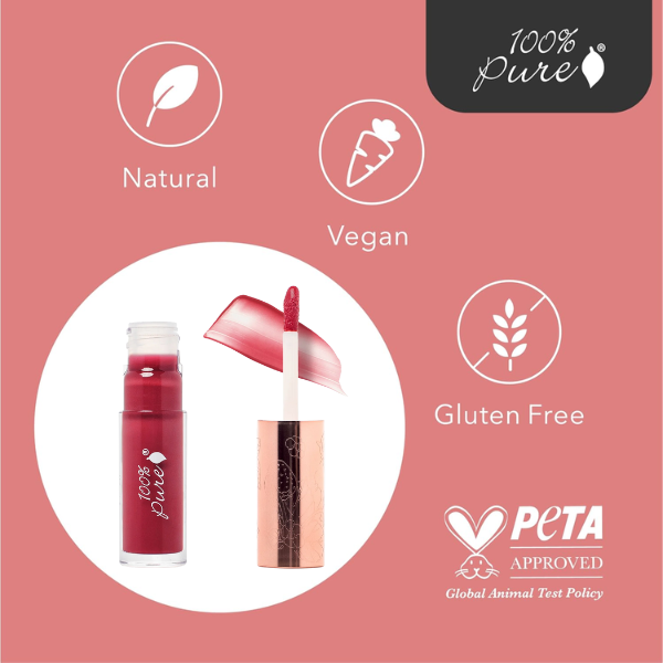 Lip Gloss con Pigmento Frutal® Pomegranate Wine (0.141 fl oz 4.17 ml), 100% Pure