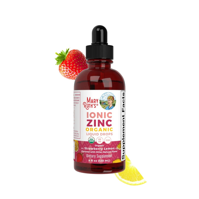 Zinc Ionico Sabor Fresa Limon, Liquido 120 ml (4 fl oz), Mary Ruth's