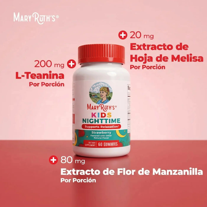 2X1 Ayuda para Dormir para Niños sin Melatonina sabor Fresa (60 gomitas), MaryRuth's
