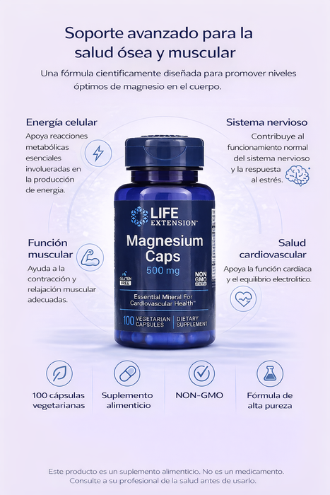 Magnesio 500 mg (100 veg caps), Life Extension