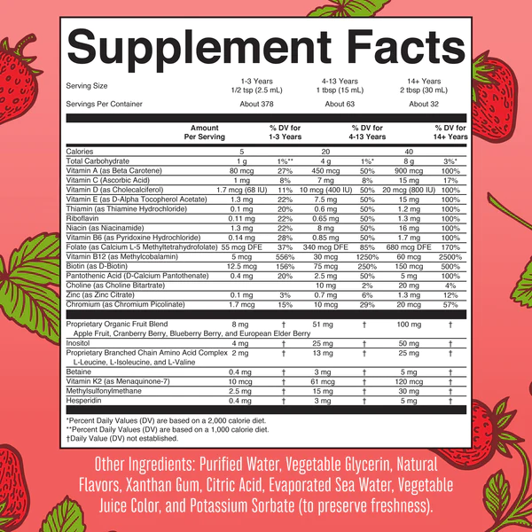 Multivitaminico Matutino Sabor Fresa (32 fl oz /946ml), Mary Ruth´s
