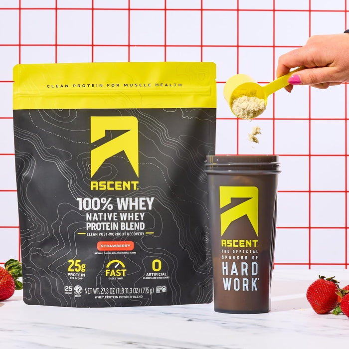 Proteína de Whey Sabor Fresa 775 g (27.3 oz), Ascent