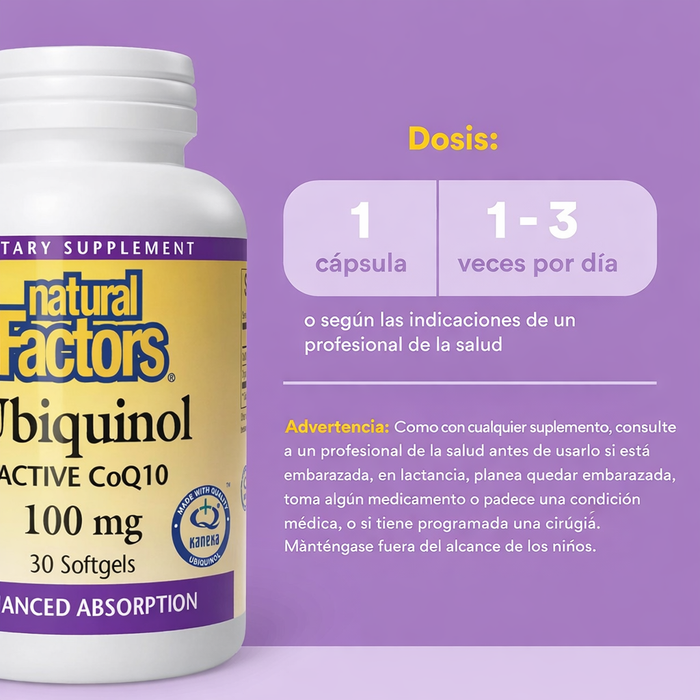 Ubiquinol Activo CoQ10 100 mg (30 softgels), Natural Factors
