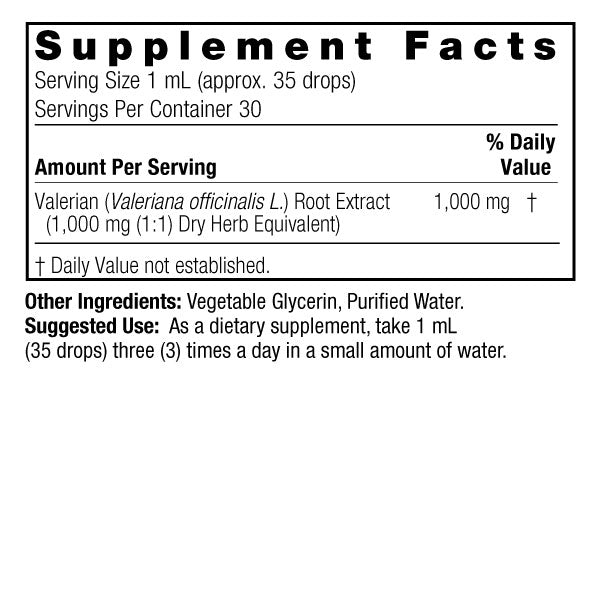 Extracto de Raíz de Valeriana 1,000 mg Liquido (1 fl oz/30 ml), Nature's Answer