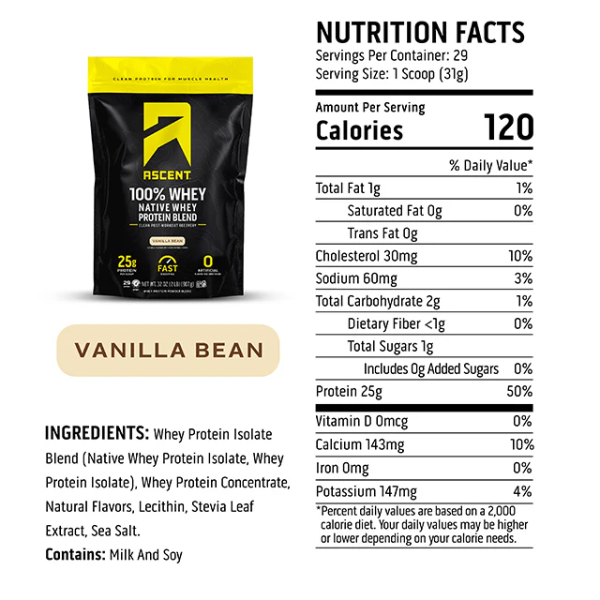 Proteína Sabor Vainilla (2 lb), Ascent