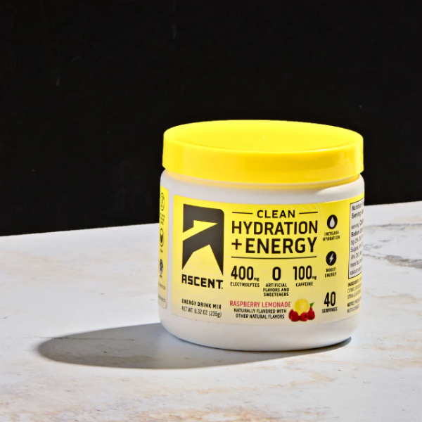 Electrolitos Clean de Hidratacion + Energía Sabor Frambuesa Limonada (8.32 oz / 236 g), Ascent