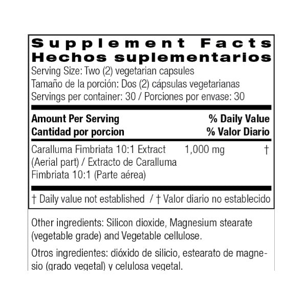 Caralluma 1,000 Mg control de apetito, control de peso. (60 Capsulas), Bio Nutrition