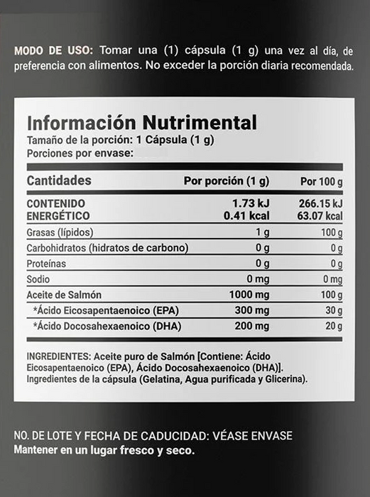 Omega 3 Aceite Puro de Salmon 1000 mg (90 caps), Blife