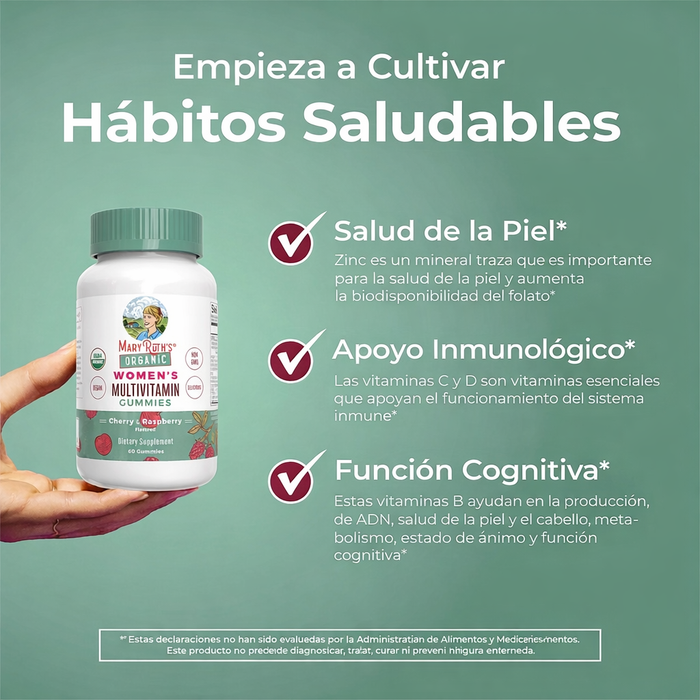 Multivitaminico Organico para Mujeres Sabor Cereza y Frambuesa (60 gomitas), Mary Ruth's