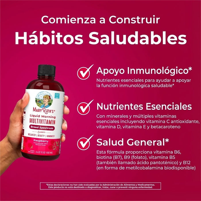 Multivitaminico Matutino Sabor Frambuesa, Liquido 450 ml (15.22 fl oz), Mary Ruth's