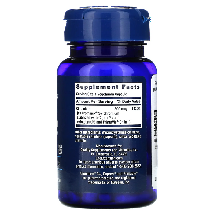 Cromo Optimizado Con Crominex® 3+ 500 Mcg, (60 veg caps), Life Extension