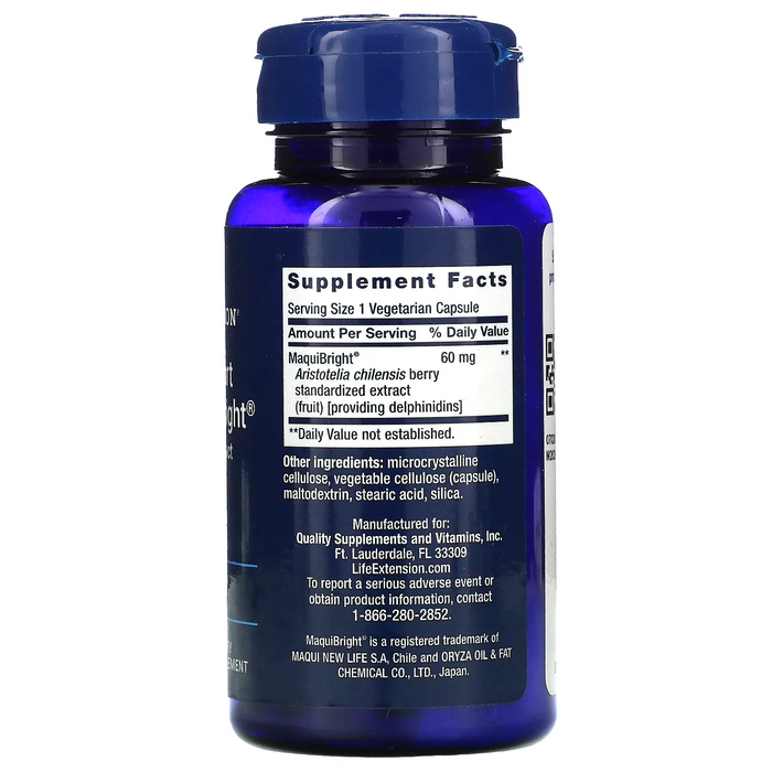 Soporte Para Lagrimeo De Ojos 60 mg con Bayas De Maqui Extracto, (30 veg caps), Life Extension