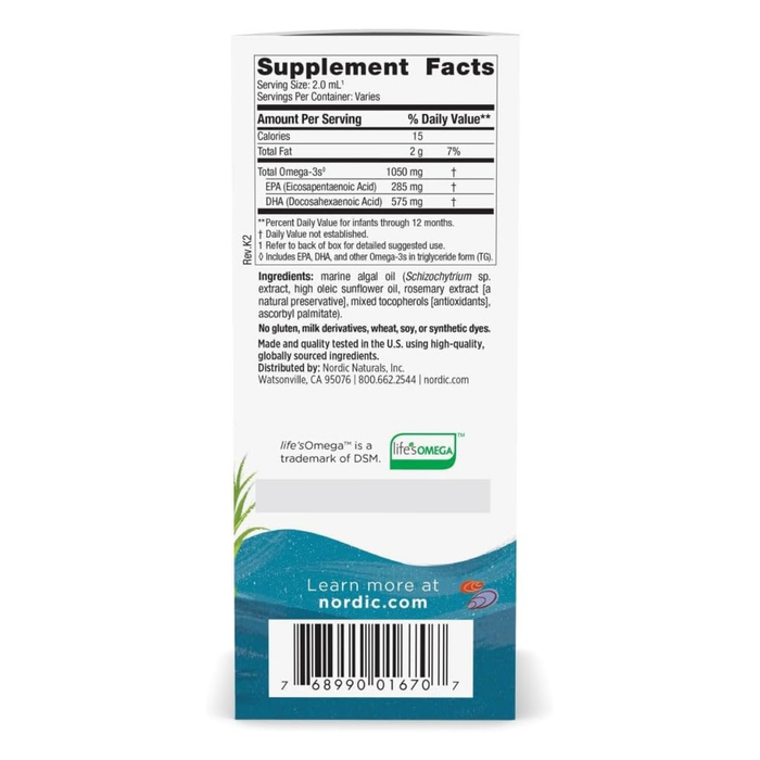 DHA para Bebés Vegetariano (1 fl oz/30 ml), Nordic Naturals
