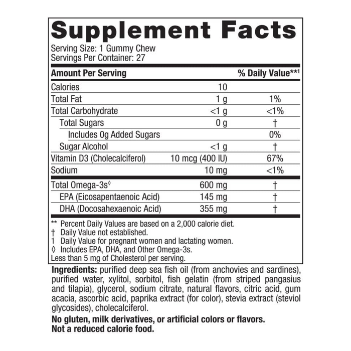 DHA Prenatal Cero Azúcar Sabor Fresa y Naranja (27 gomitas masticables), Nordic Naturals