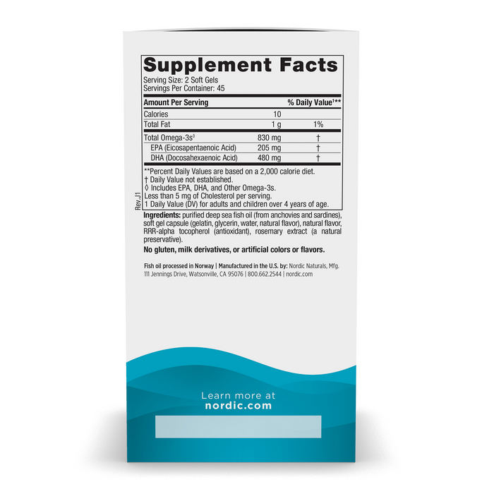 DHA 830 mg, sabor Fresa (90 softgels), Nordic Naturals