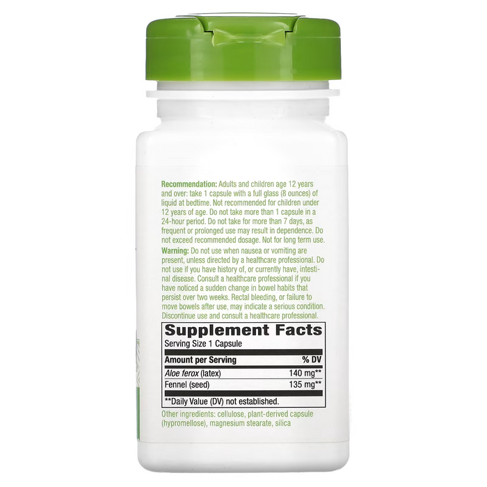 Latex de Aloe con Hinojo 140 mg (100 veg caps), Nature's Way
