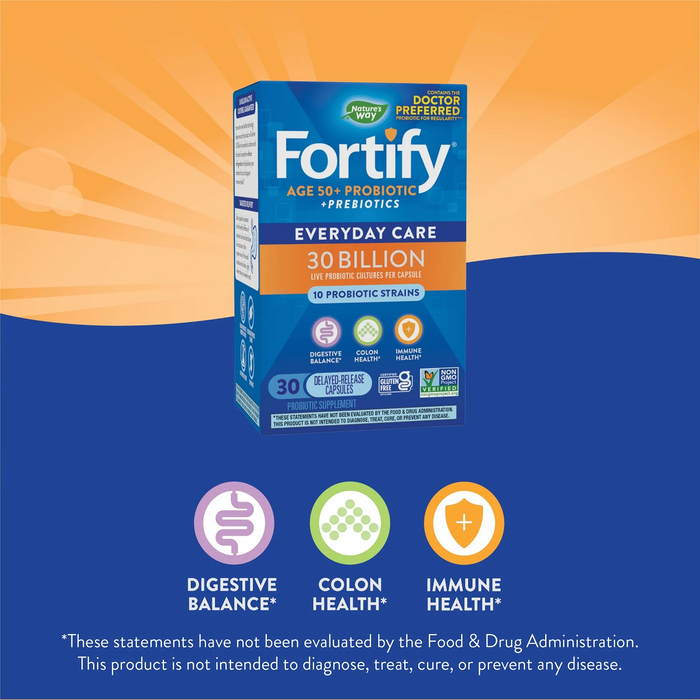 Fortify® 30 Billion Probiotico Diario Adultos 50+ (30 Caps), Nature's Way