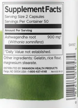 Swanson Ashwagandha 450mg (100 Caps)