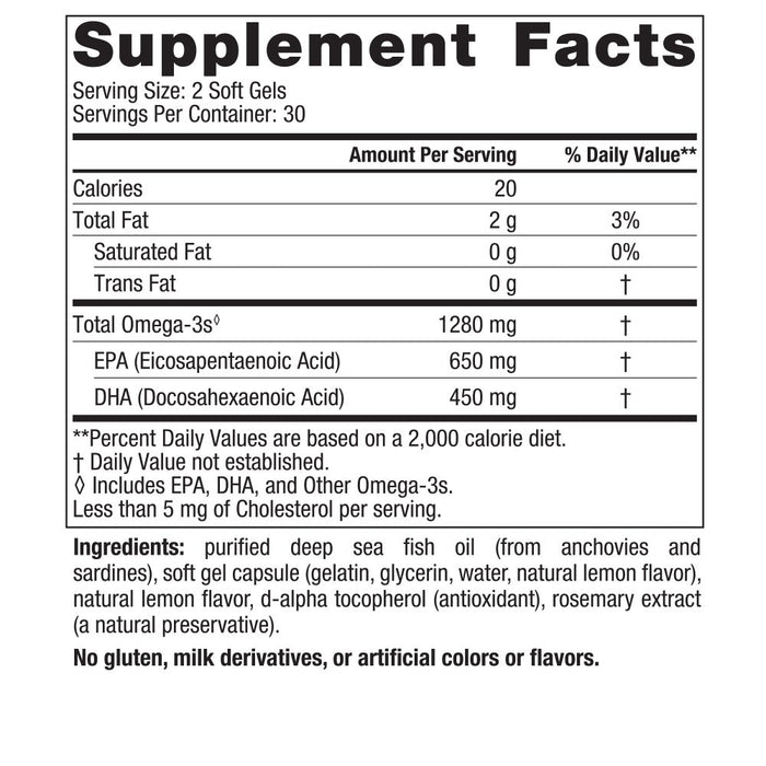 Ultimate Omega Lemon 650 EPA/450 DHA.(60 softgels), Nordic Naturals