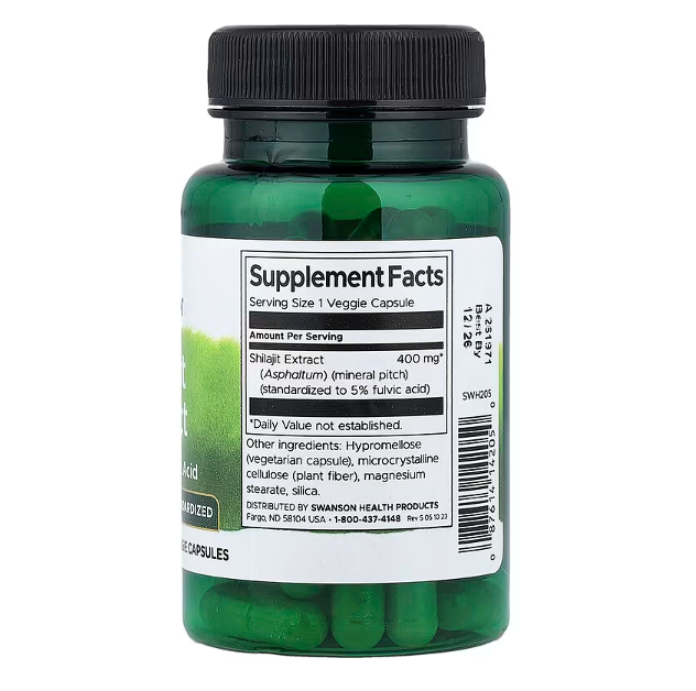 Extracto de Shilajit Standardized 400 mg (60 veg caps), Swanson