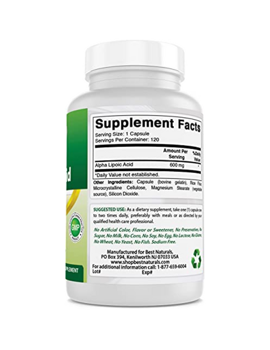Acido Alfa Lipoico 600 mg (120 caps), Best Naturals