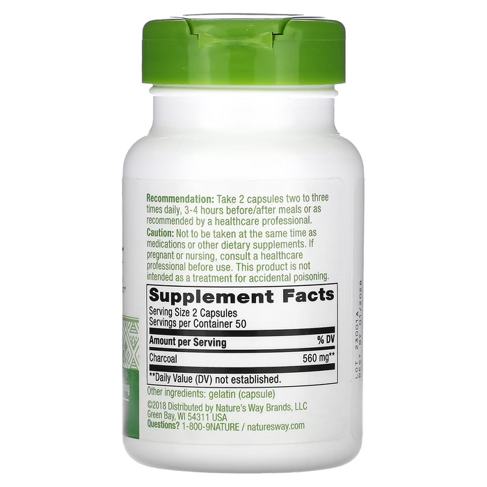 Carbon Vegetal Activado, 560 mg (100 caps), Nature's Way
