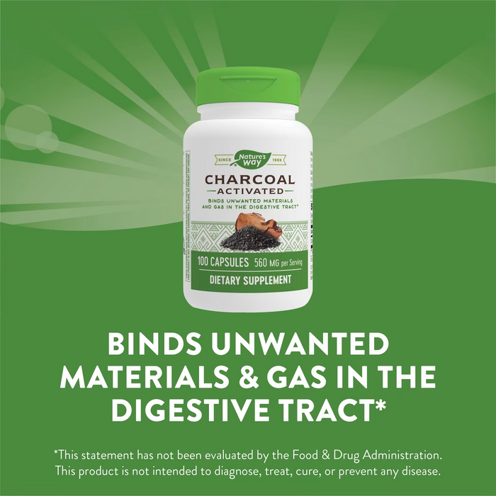 Carbon Vegetal Activado, 560 mg (100 caps), Nature's Way