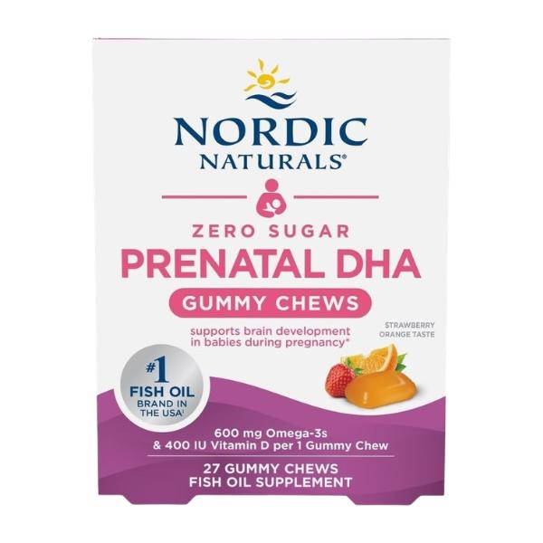 DHA Prenatal Cero Azúcar Sabor Fresa y Naranja (27 gomitas masticables), Nordic Naturals