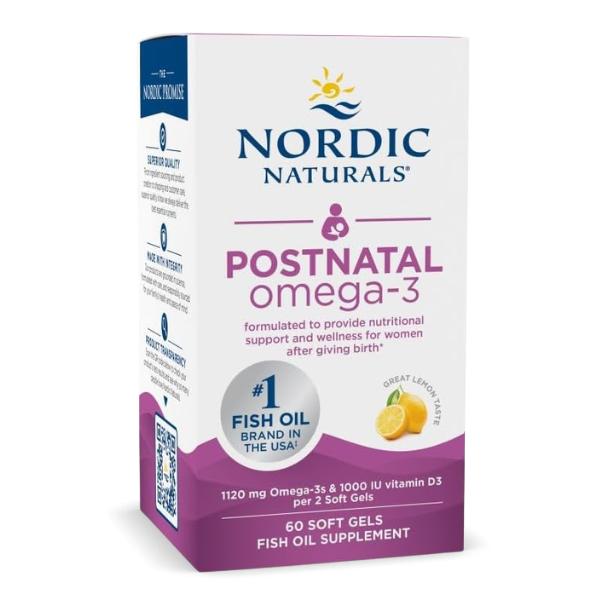Omega-3 Postnatal Sabor Limón (60 cápsulas blandas), Nordic Naturals