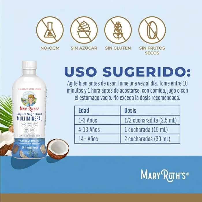 Kit #23 Multimineral Nocturno Sabor Coco (887 mL), MaryRuth's