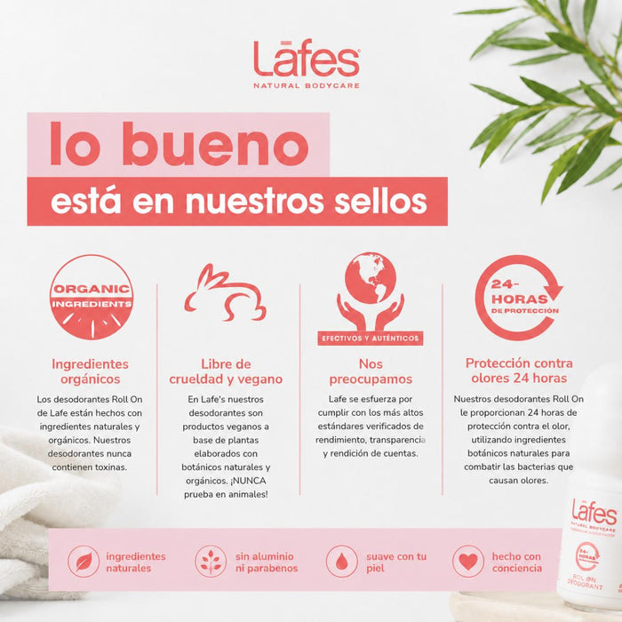 Desodorante Roll-On Rosa + Cilantro (3 oz / 88 ml), Lafe's