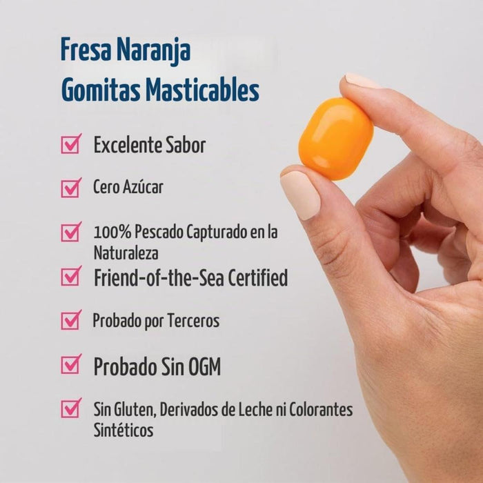 DHA Prenatal Cero Azúcar Sabor Fresa y Naranja (27 gomitas masticables), Nordic Naturals