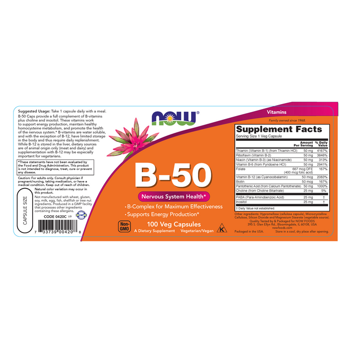 B Complex-50mg/mcg (100 vegCaps)