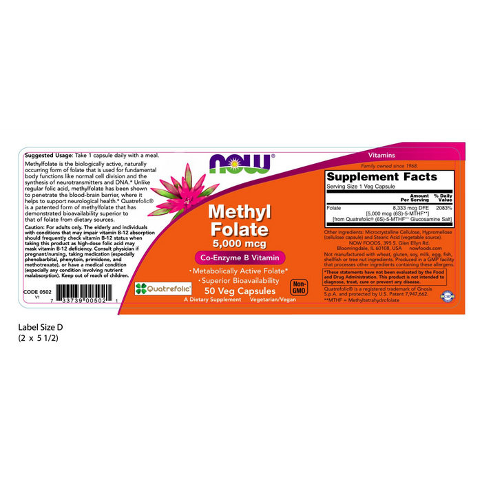 Folato de Metilo 5000 mcg (50 veg caps)