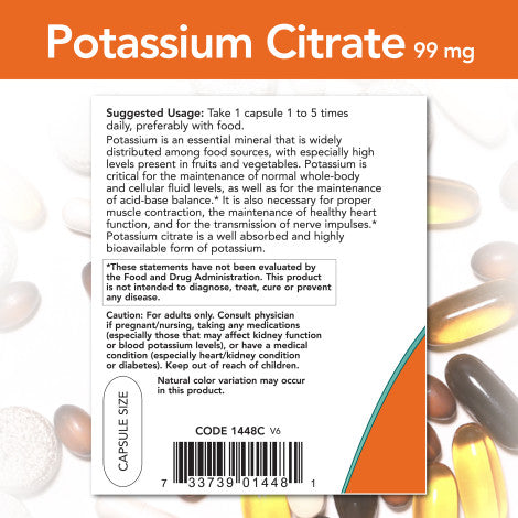 Citrato de Potasio 99 mg (180 veg caps)