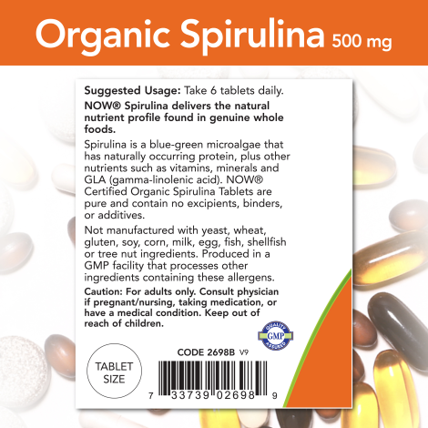 Spirulina 500 mg, Organic(200Tab) / Spirulina 500 mg, Organic