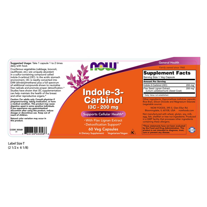 Indole-3-Carbinol (I3C) 200mg (60 Veg Caps)/ Indole-3-Carbinol (I3C) 200mg