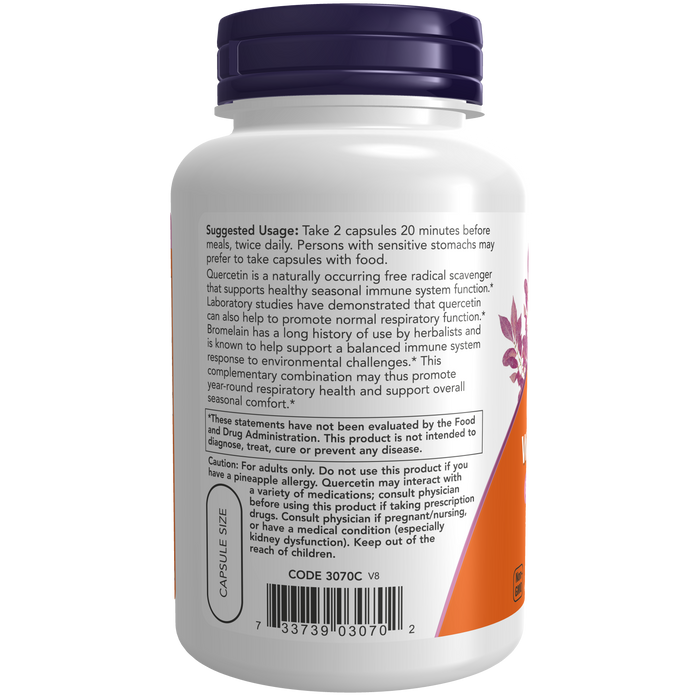 Quercetin(800mg) and Bromelain 165mg (120 Veg Caps) / Quercetin with Bromelain