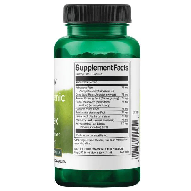 Complejo de Adaptogenos Gingseng, Rhodiola & Ashwagandha (60 caps), Swanson