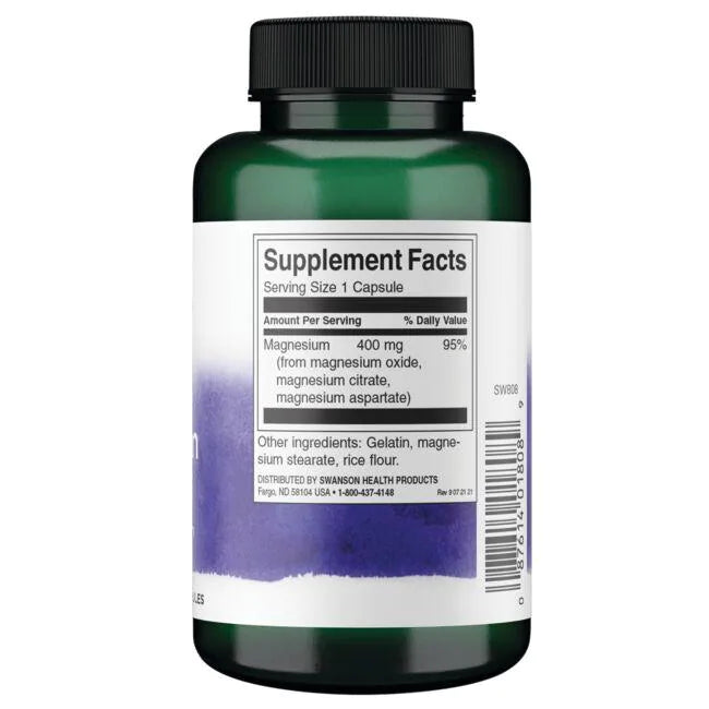 Complejo Triple de Magnesio 400mg (100 caps), Swanson