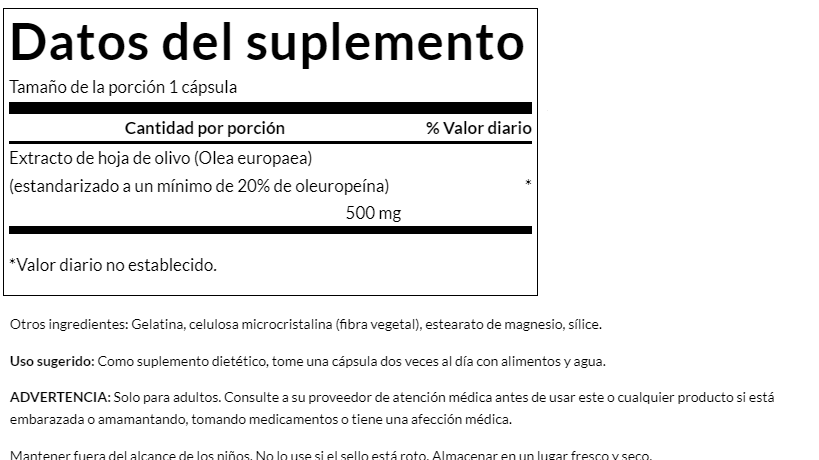SWANSON Olive Leaf Extract (120 Caps / 500 mg) / Olive Leaf Extract
