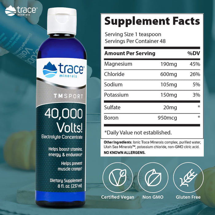 Trace Minerals 40,000 Volts Electrolyte Concentrate (8 OZ)/ 40,000 Volt Electrolyte Concentrate ( Minerals)