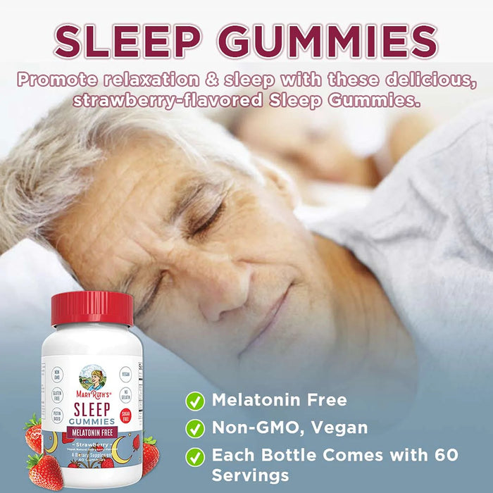 Gomitas para Dormir Adultos sin Melatonina Sabor Fresa (60 gomitas), Mary Ruth´s
