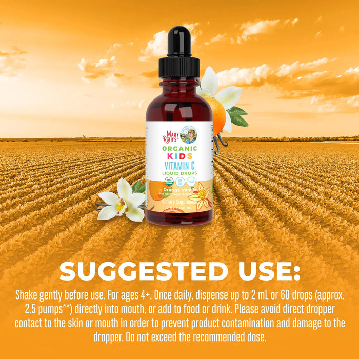 Vitamina C Para Niños Sabor Naranja y Vainilla (2 fl oz/60ml), Mary Ruth´s
