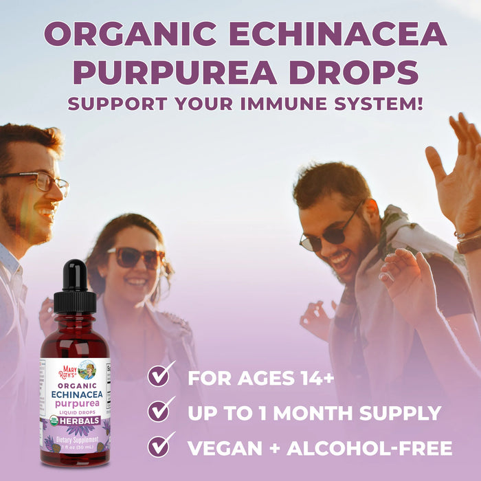Organic Herbal Liquid Drops Echinacea Purpurea 1oz (30ml) Mary Ruth